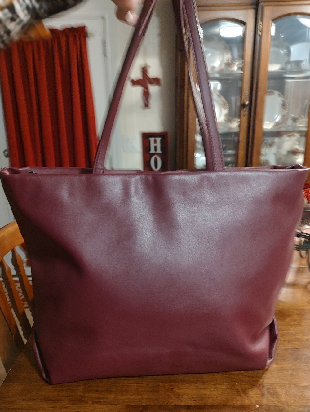 a new day Wine Leather Tote